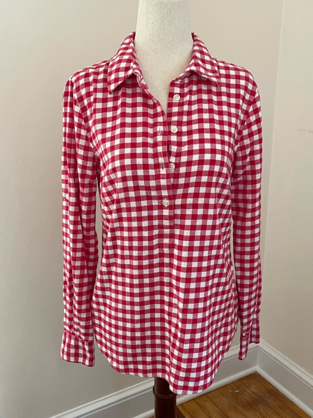 Vineyard Vines Red Gingham Flannel Popover Shirt Size 2